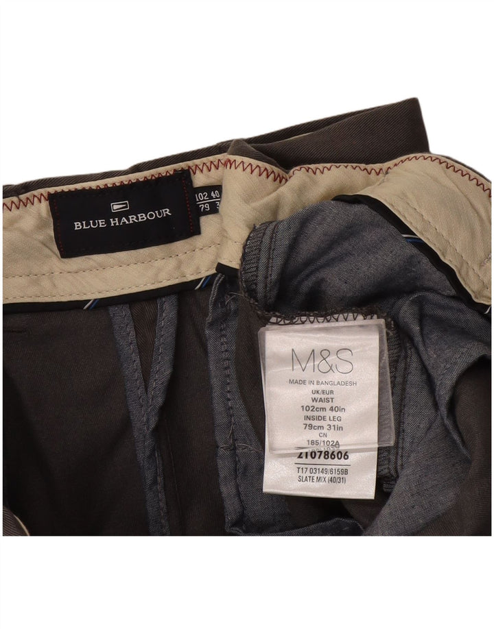 Marks & Spencer Ανδρικό Παντελόνι Chino Straight Blue Harbour W40 L31 Γκρι
