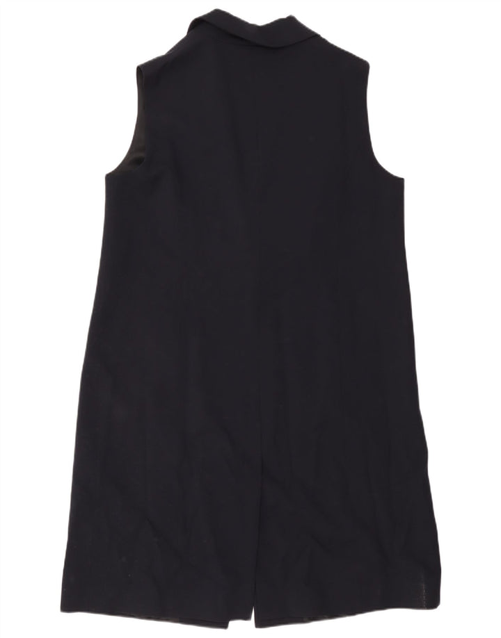 Jaeger Γυναικείο Longline Αμάνικο Μπουφάν UK 16 Large Navy Blue