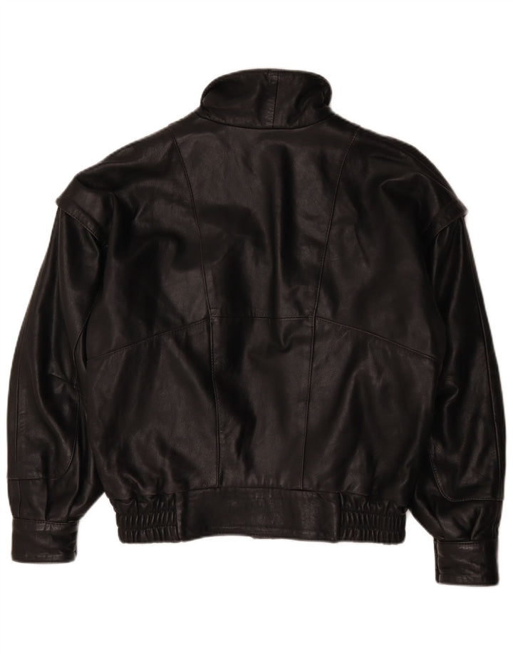 Vintage Ανδρικό Bomber Δερμάτινο Μπουφάν UK 46 3XL Μαύρο Δερμάτινο