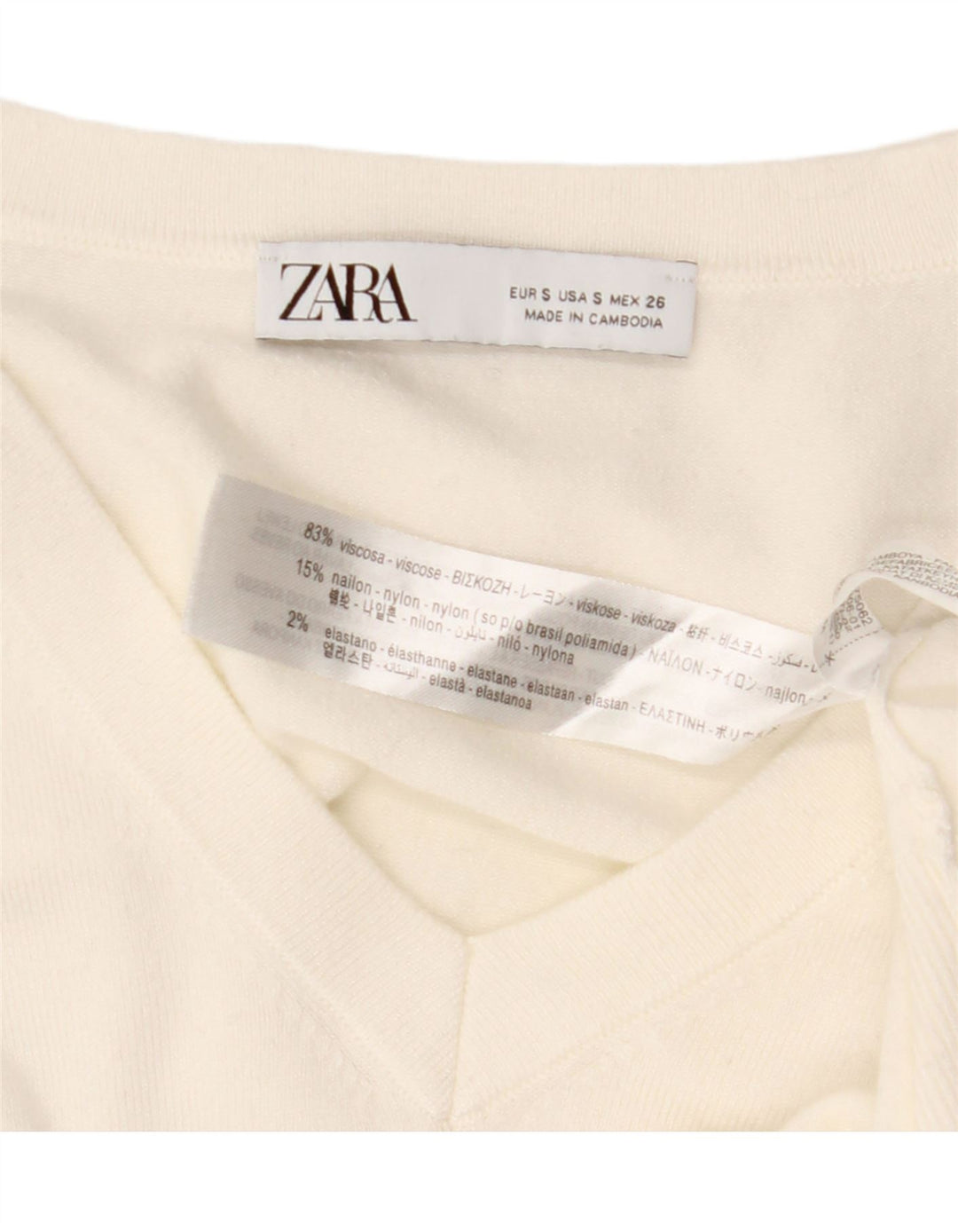 Γυναικείο πουλόβερ ZARA με V λαιμόκοψη UK 10 Small White Viscose