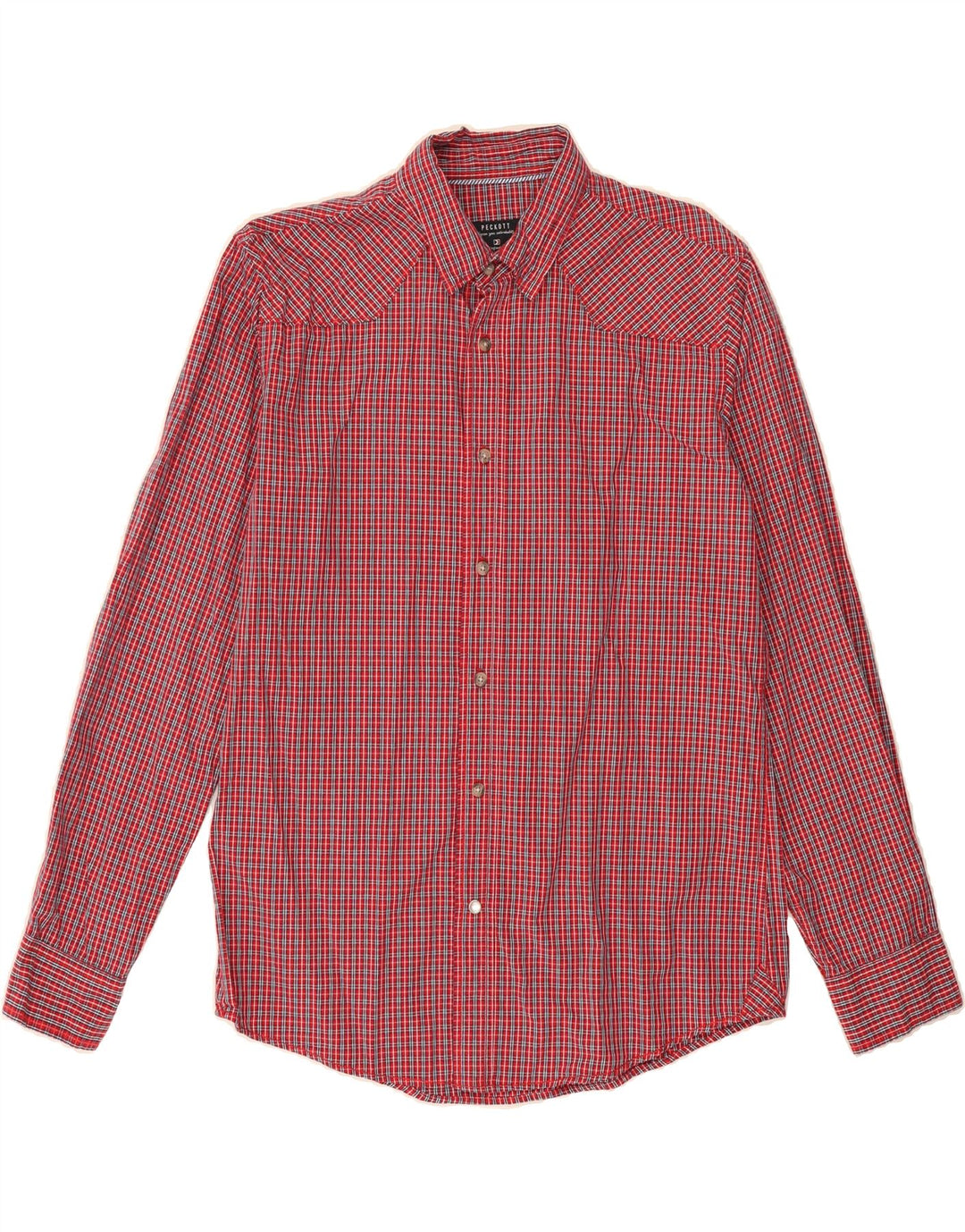 PECKOTT Mens Flannel Shirt Medium Red Check Vintage Peckott and Second-Hand Peckott from Messina Hembry 