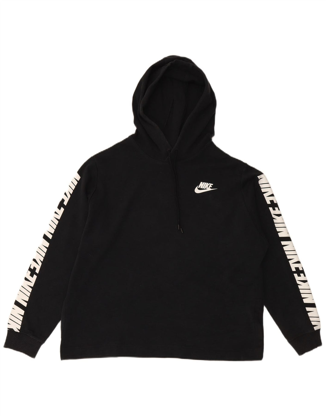 Γυναικείο γραφικό υπερμεγέθη κουκούλα NIKE UK 18 XL Μαύρο βαμβακερό