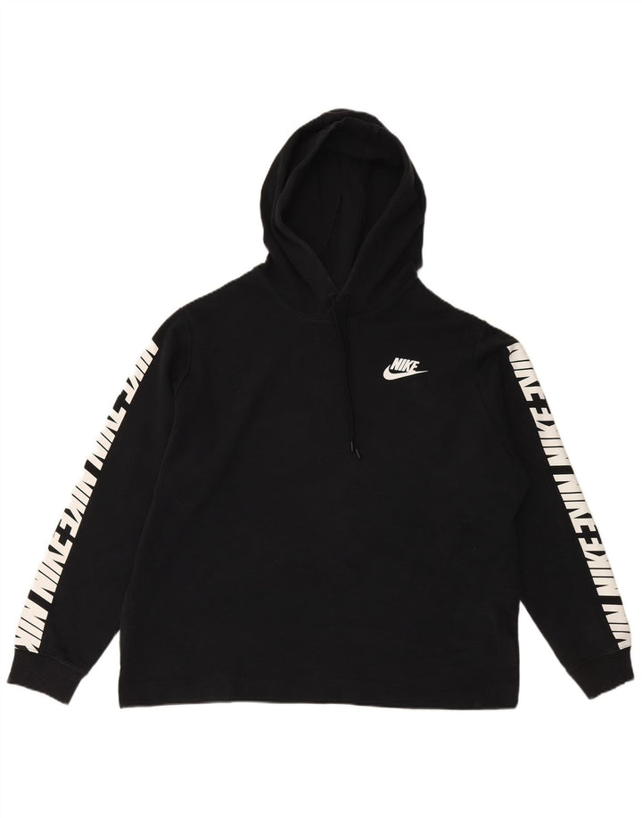 Γυναικείο γραφικό υπερμεγέθη κουκούλα NIKE UK 18 XL Μαύρο βαμβακερό