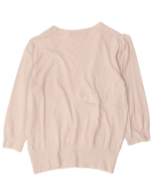 Marks & Spencer Γυναικείο πουλόβερ ζακέτα με 3/4 μανίκια UK 14 Medium Off White