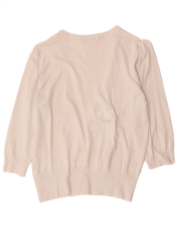Marks & Spencer Γυναικείο πουλόβερ ζακέτα με 3/4 μανίκια UK 14 Medium Off White