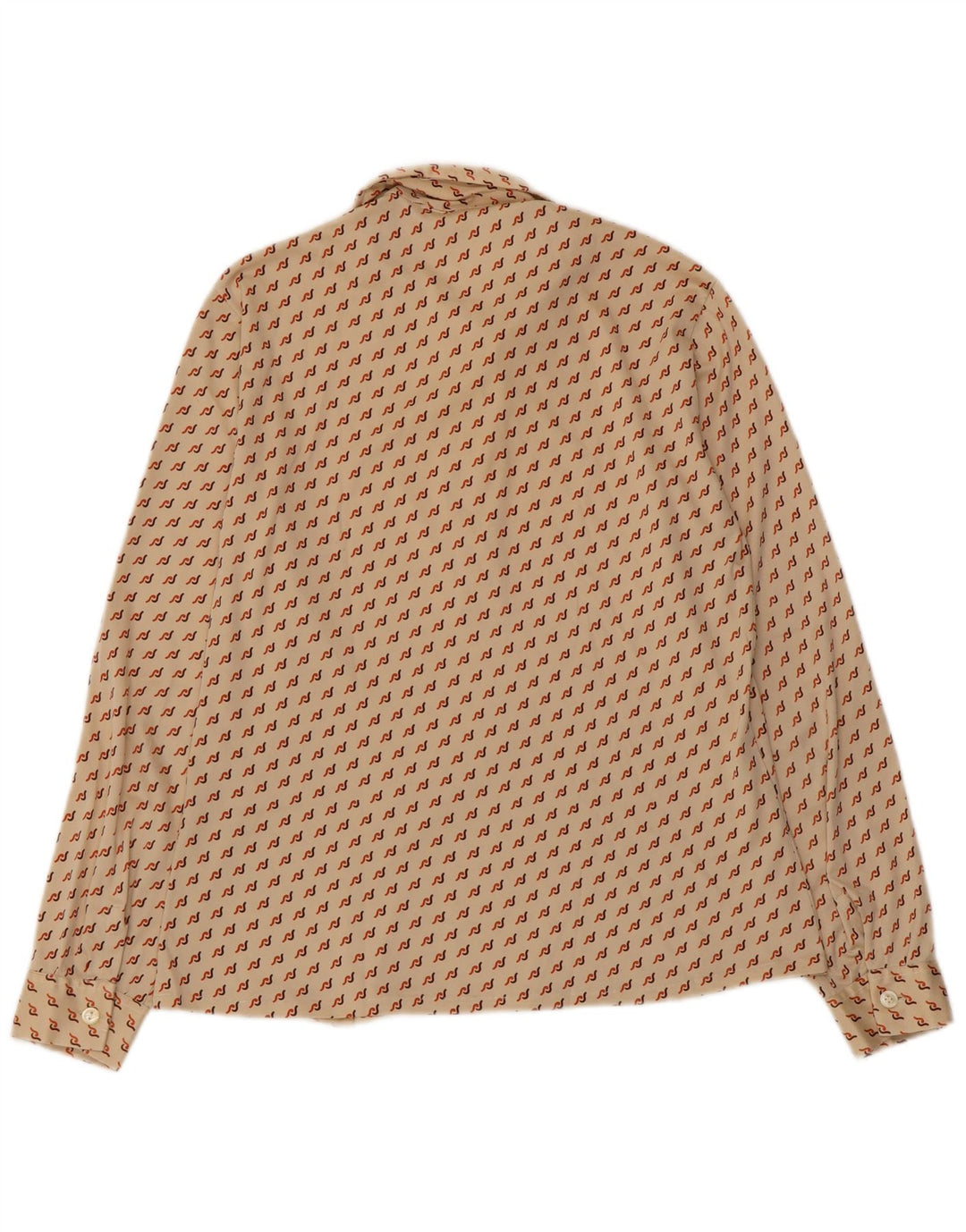 VINTAGE Γυναικείο πουλόβερ Πουκάμισο UK 16 Μεγάλο Μπεζ γεωμετρικό