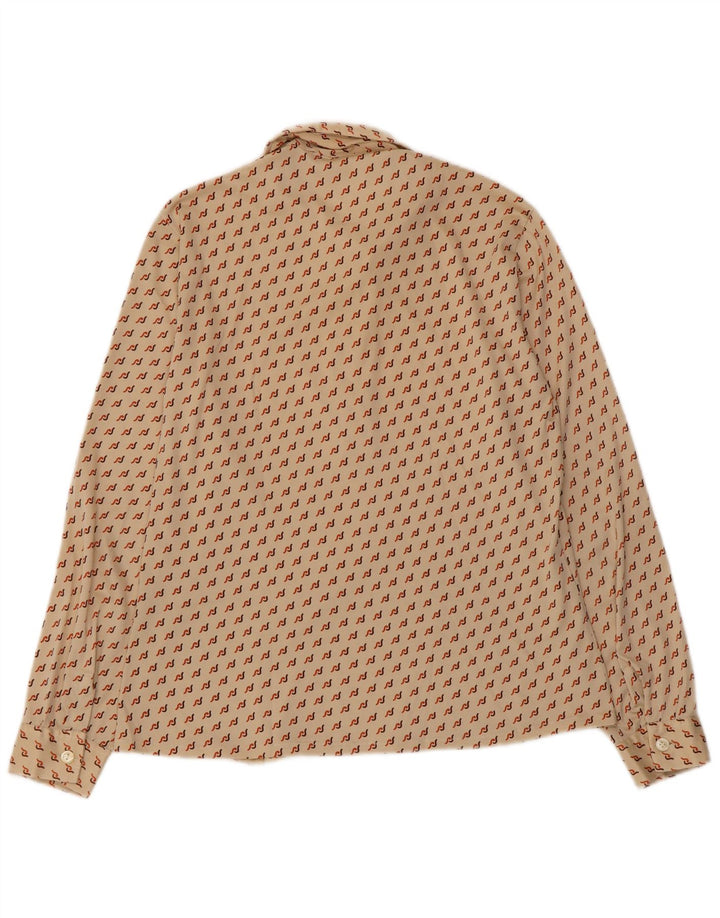 VINTAGE Γυναικείο πουλόβερ Πουκάμισο UK 16 Μεγάλο Μπεζ γεωμετρικό