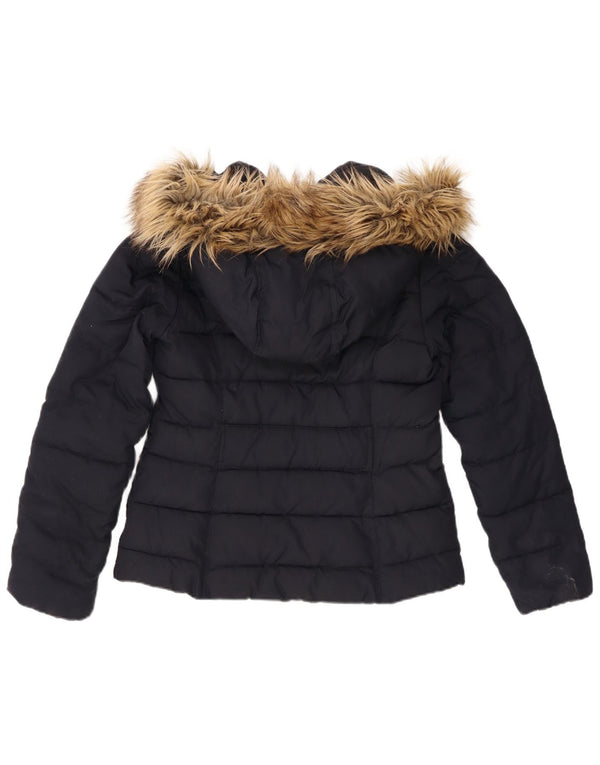 Hollister γυναικείο μπουφάν με κουκούλα UK 12 Medium Navy Blue Polyester
