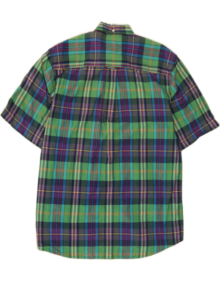 IZOD Mens Short Sleeve Shirt Small Green Check Cotton Vintage Izod and Second-Hand Izod from Messina Hembry 