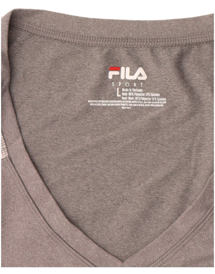 Γυναικείο T-Shirt FILA Top UK 14 Large Grey Colourblock
