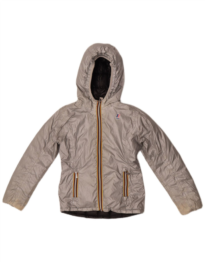 K-Way Girls Reversible padded Jacket 9-10 Years Silver Polyester