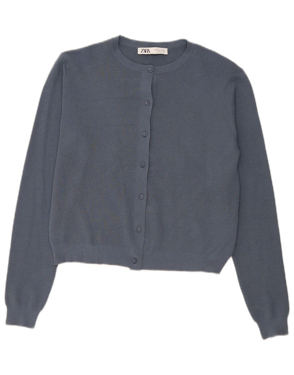 Zara Γυναικεία ζακέτα Crop UK 10 Small Navy Blue Viscose