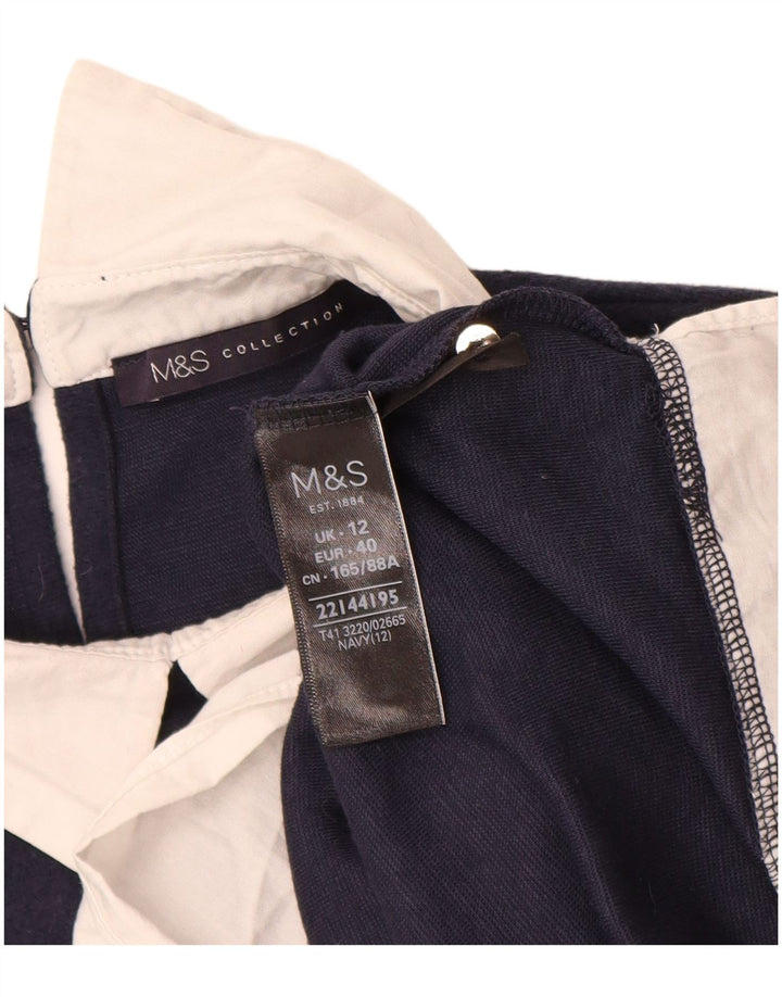 Marks & Spencer Γυναικείο πουλόβερ με λαιμό πόλο UK 12 Medium Navy Blue