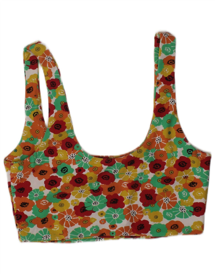 ZARA Γυναικείο Graphic Crop Top UK 12 Medium Πολύχρωμο Floral Πολύχρωμο