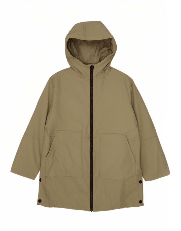 Zara Boys Hooded Rain Jacket 11-12 Years Khaki Polyester