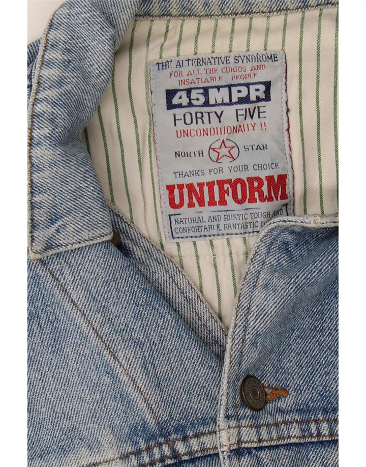 UNIFORM Γυναικείο Crop Graphic Τζιν μπουφάν UK 14 Large Blue