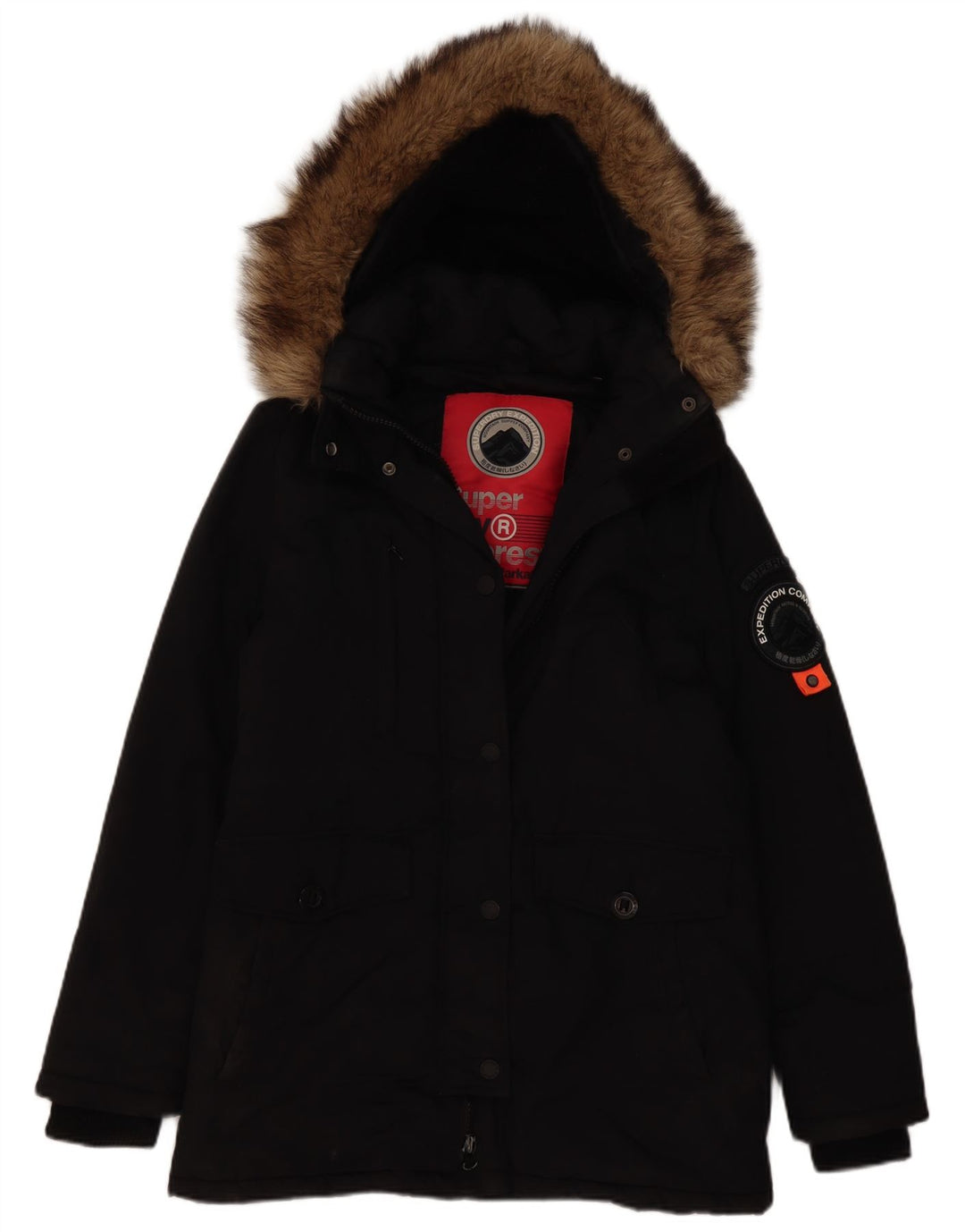 Superdry γυναικείο μπουφάν Parka με κουκούλα UK 12 Medium Black Nylon
