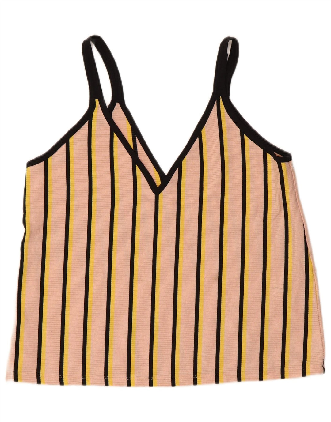 Zara Womens Cami Top UK 14 Μεγάλος Ροζ Ριγέ Πολυεστέρας