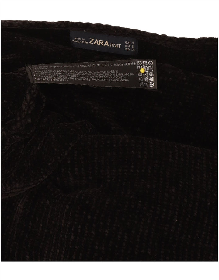 Zara Γυναικείο πουλόβερ με λαιμόκαυμα μεγάλου μεγέθους UK 10 Small Black Polyester