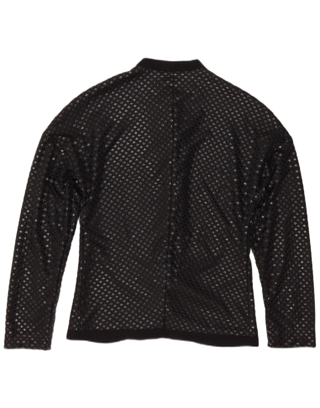 Vintage γυναικείο πουκάμισο μπλούζα UK 12 Medium Black Geometric Polyamide