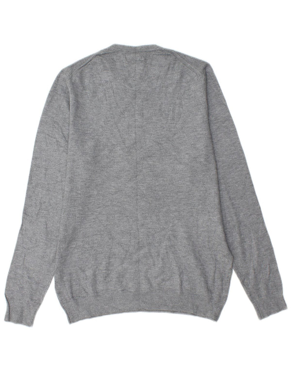 Ανδρικό πουλόβερ ZARA με λαιμόκοψη μεγάλο γκρι βισκόζη