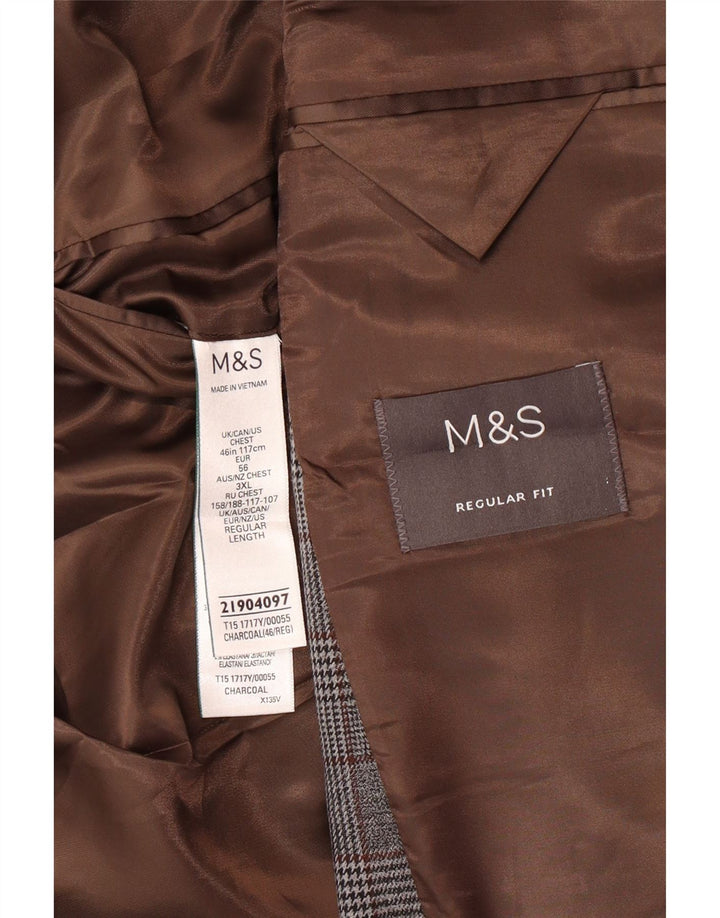 Marks & Spencer Ανδρικό μπουφάν blazer UK 46 3XL Grey Check Polyester