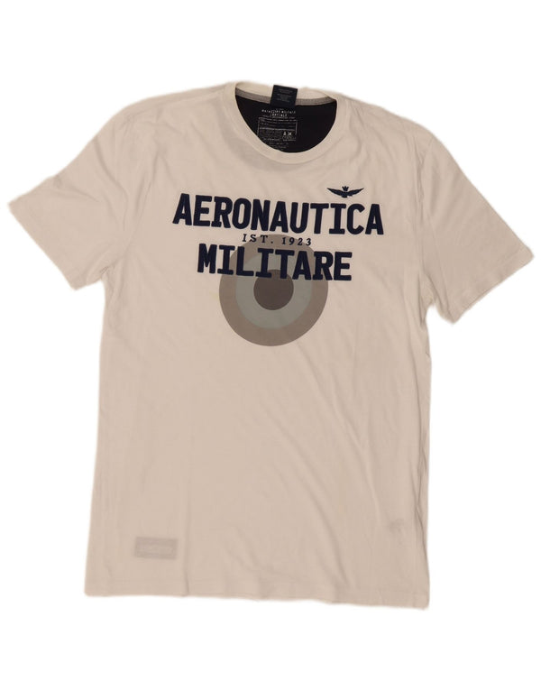 Aeronautica Militare Ανδρικό γραφικό T-Shirt Top XL Λευκό βαμβακερό