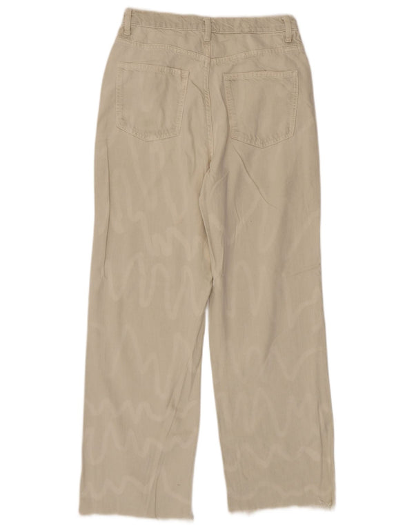 Zara γυναικείο ψηλό ίσιο τζιν EU 38 Small W28 L28 Μπεζ ριγέ