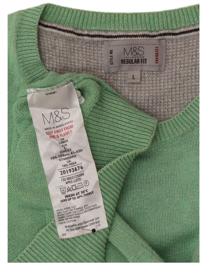Ανδρικό πουλόβερ Marks & Spencer Regular Fit Crew Neck Jumper Large Green