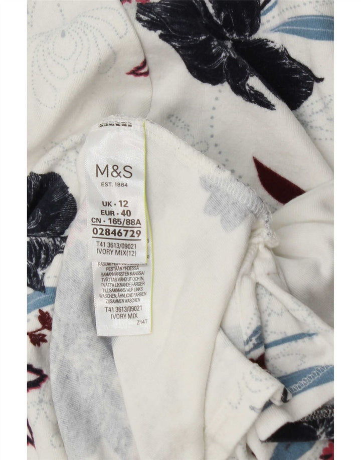 Marks & Spencer Γυναικεία μπλούζα μακρυμάνικη UK 12 μεσαία λευκή φλοράλ βισκόζη