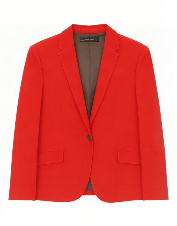 Zara Γυναικείο Μπουφάν 1 Κουμπί κοτλέ Blazer UK 18 XL Κόκκινο