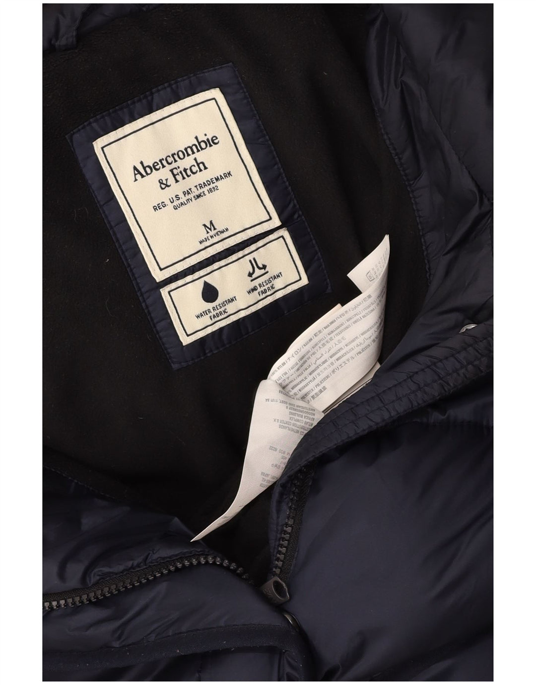 ABERCROMBIE & FITCH Γυναικείο μπουφάν με κουκούλα UK 14 Medium Navy Blue