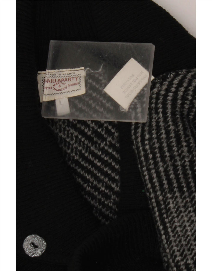 Γυναικείο πουλόβερ με λαιμό σάλι VINTAGE UK 16 Large Grey Geometric