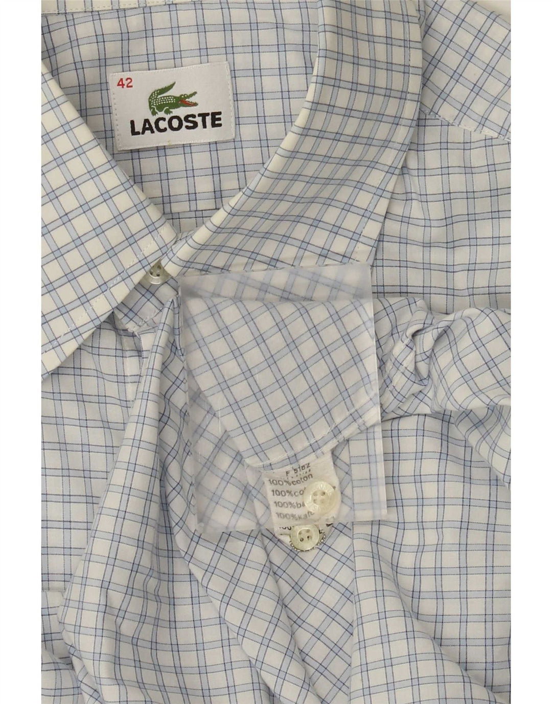 Ανδρικό πουκάμισο Lacoste Νούμερο 42 Μεγάλο Μπλε βαμβακερό καρό