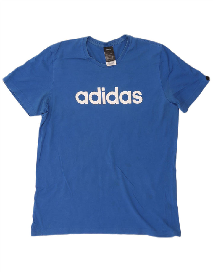 Ανδρικό γραφικό T-Shirt ADIDAS Top μεγάλο μπλε βαμβακερό