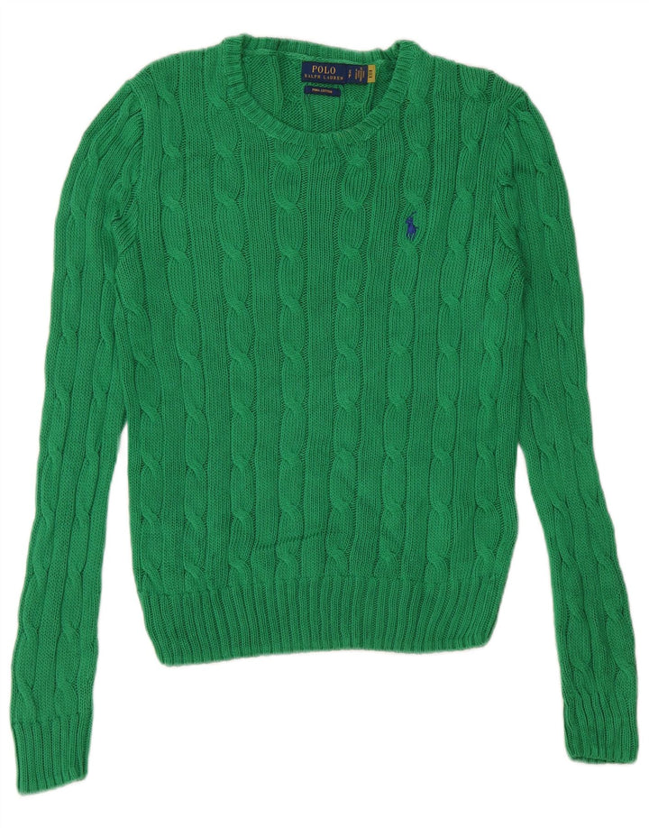 Γυναικείο πουλόβερ POLO RALPH LAUREN Crew Neck Jumper UK 10 Small Green Cotton