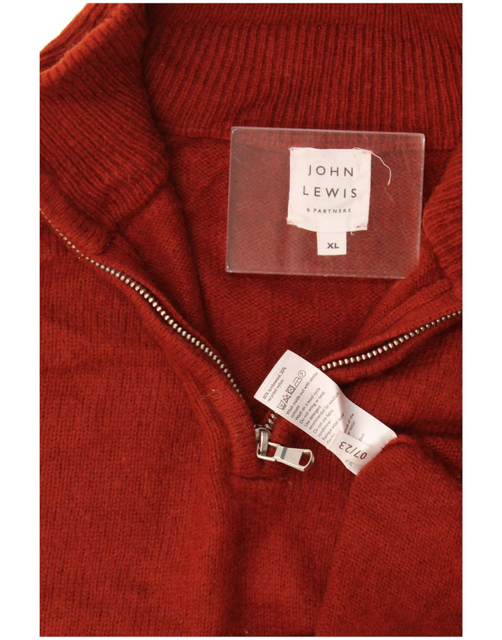 Ανδρικό πουλόβερ με φερμουάρ John Lewis XL Red Lambswool