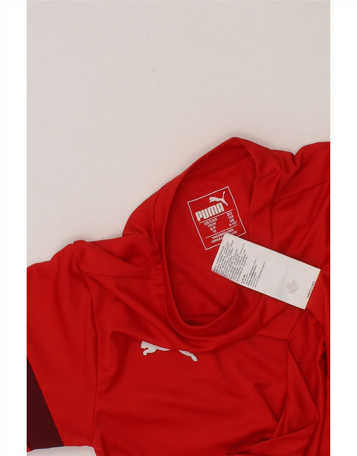 PUMA Boys T-Shirt Top 9-10 Years Red Polyester Vintage Puma and Second-Hand Puma from Messina Hembry 