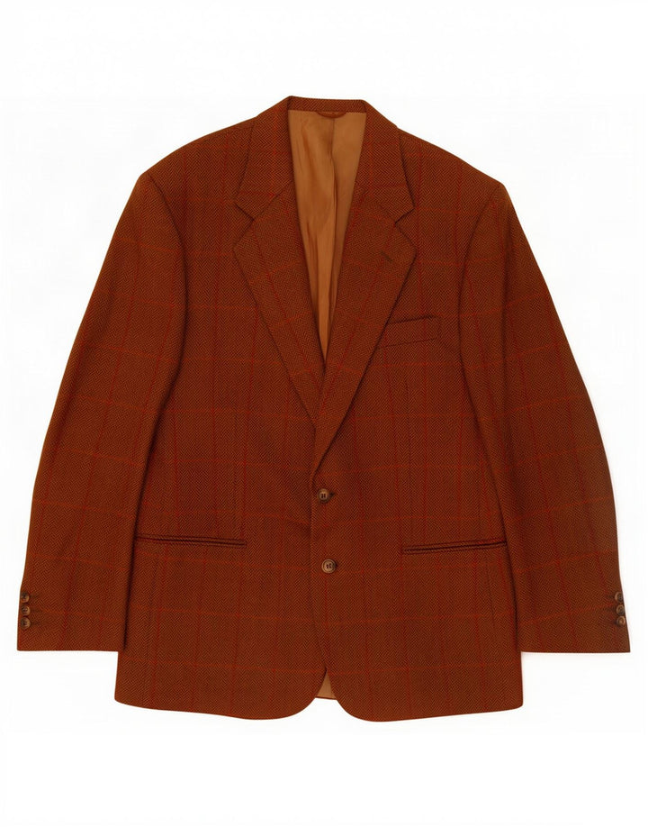 Umberto Scolari Ανδρικό σακάκι σακάκι με 2 κουμπιά IT 50 Large Brown Check