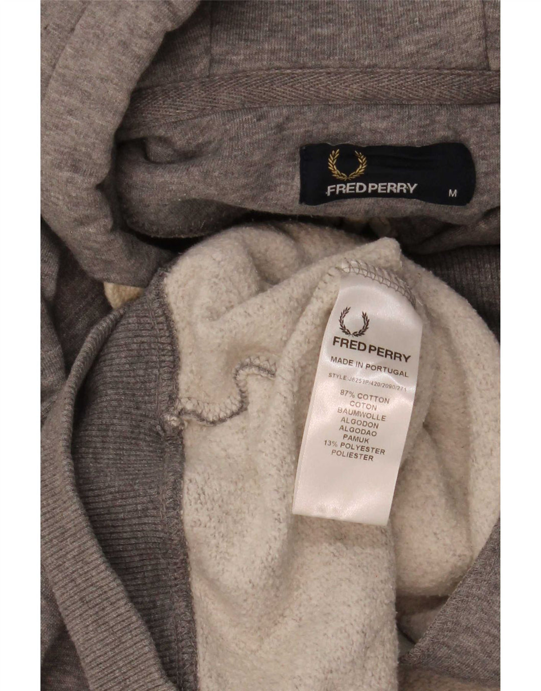Fred Perry Ανδρικό πουλόβερ με κουκούλα με φερμουάρ, μεσαίο γκρι βαμβακερό