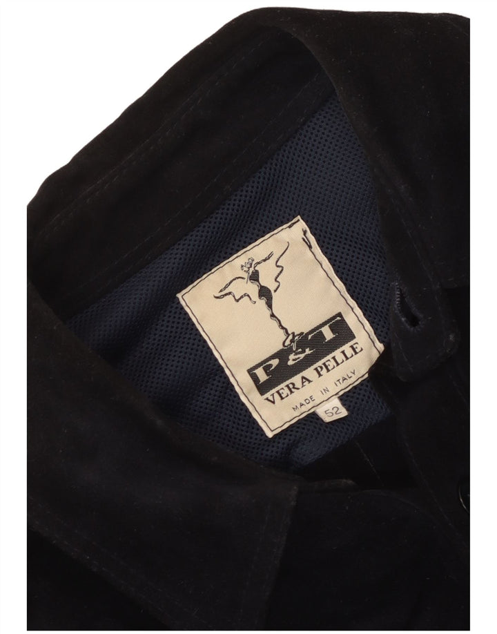 Vintage Ανδρικό Στρατιωτικό Σουέντ Μπουφάν IT 52 XL Navy Blue δέρμα