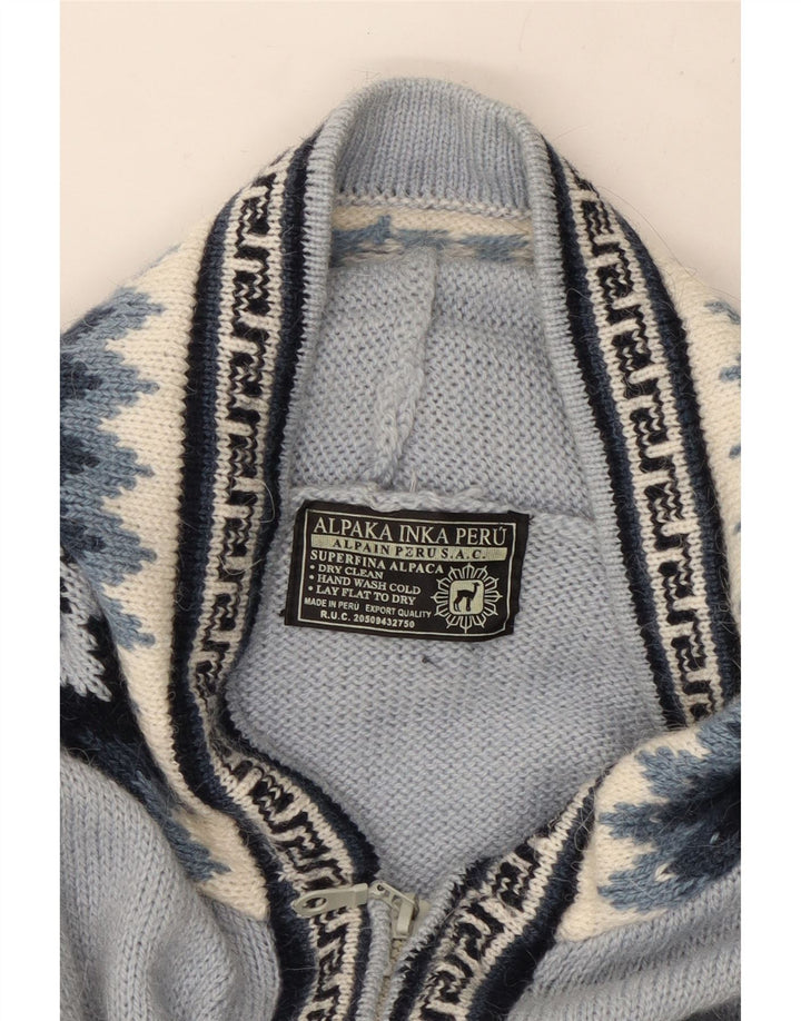 Γυναικείο πουλόβερ ζακέτα με κουκούλα UK 16 μεγάλο μπλε γεωμετρικό