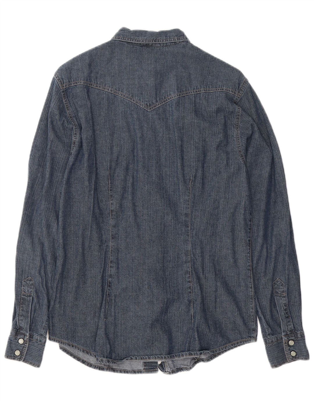 BENETTON Γυναικείο τζιν πουκάμισο UK 14 Medium Navy Blue βαμβακερό