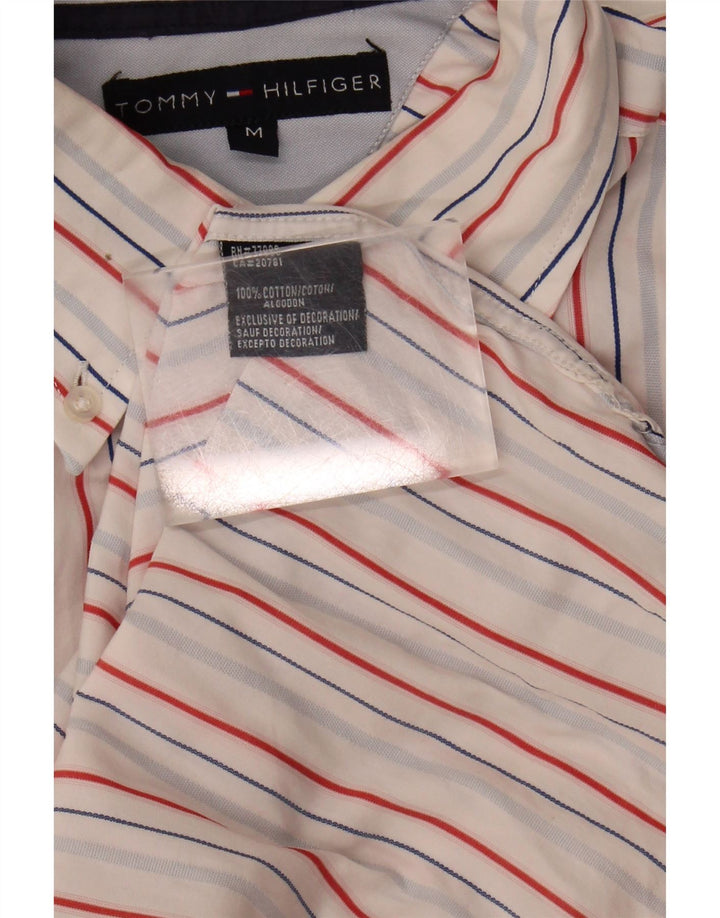 TOMMY HILFIGER Mens Shirt Medium White Striped Cotton