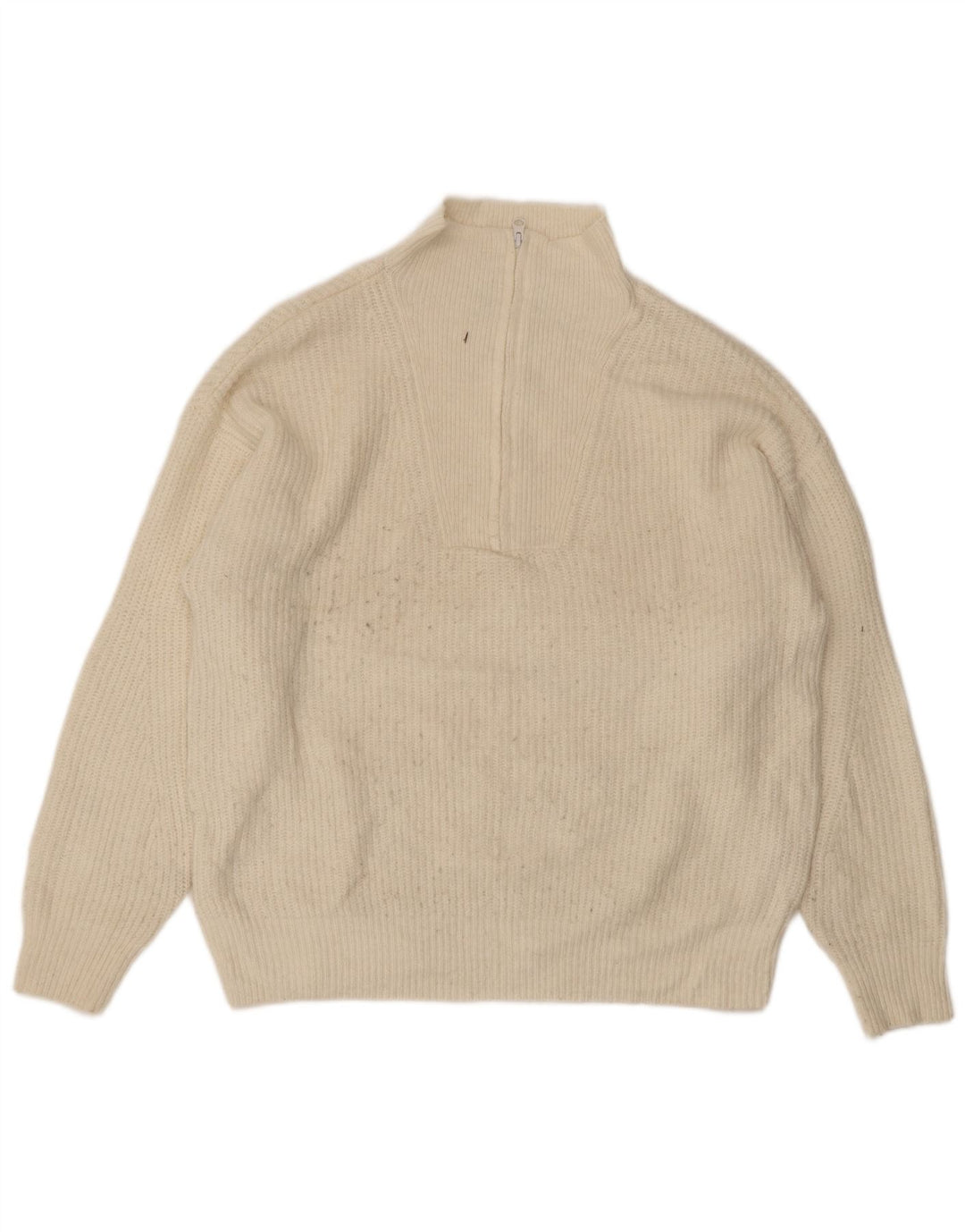 Jack Wills γυναικείο πουλόβερ με φερμουάρ UK 14 Μεγάλο σε ανοιχτό λευκό ακρυλικό