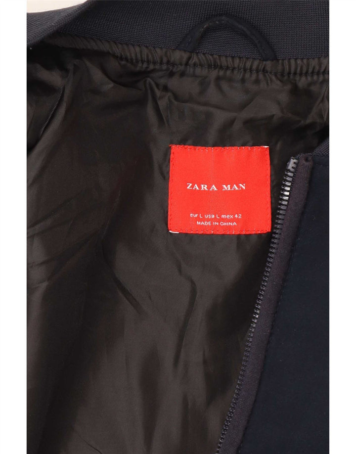 Zara Ανδρικό Bomber Jacket UK 40 Large Navy Blue