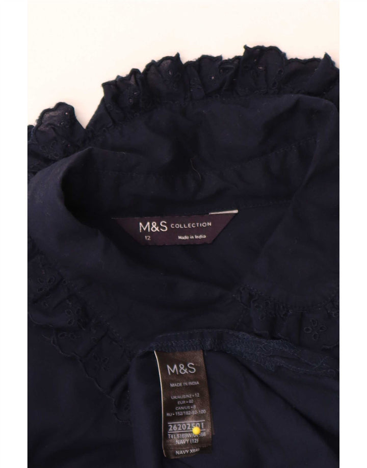Marks & Spencer Γυναικείο πουκάμισο Μπλούζα UK 12 Medium Navy Blue Cotton
