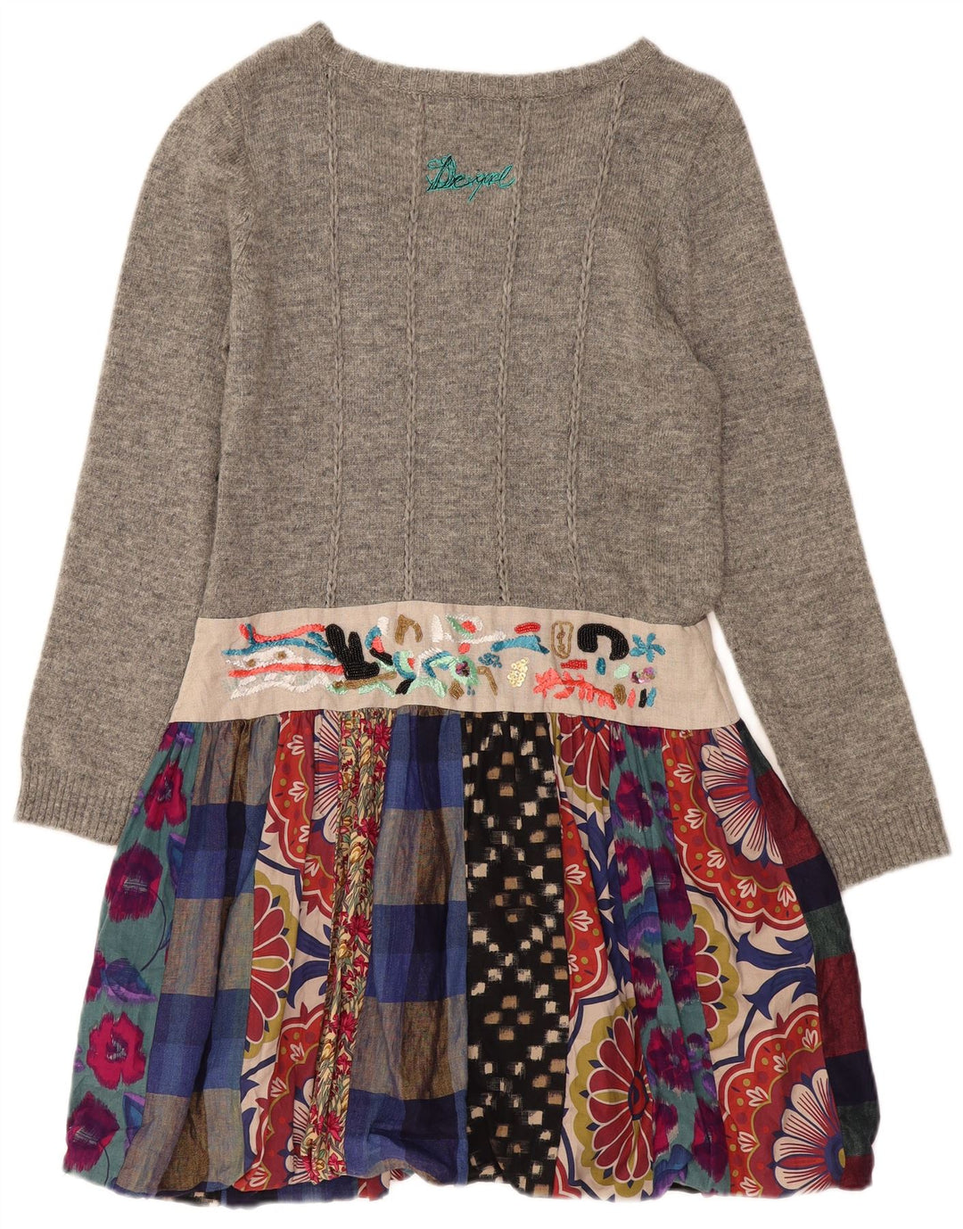 DESIGUAL Γυναικείο μακρυμάνικο φόρεμα άλτης EU 44 XL Γκρι λινό συνονθύλευμα