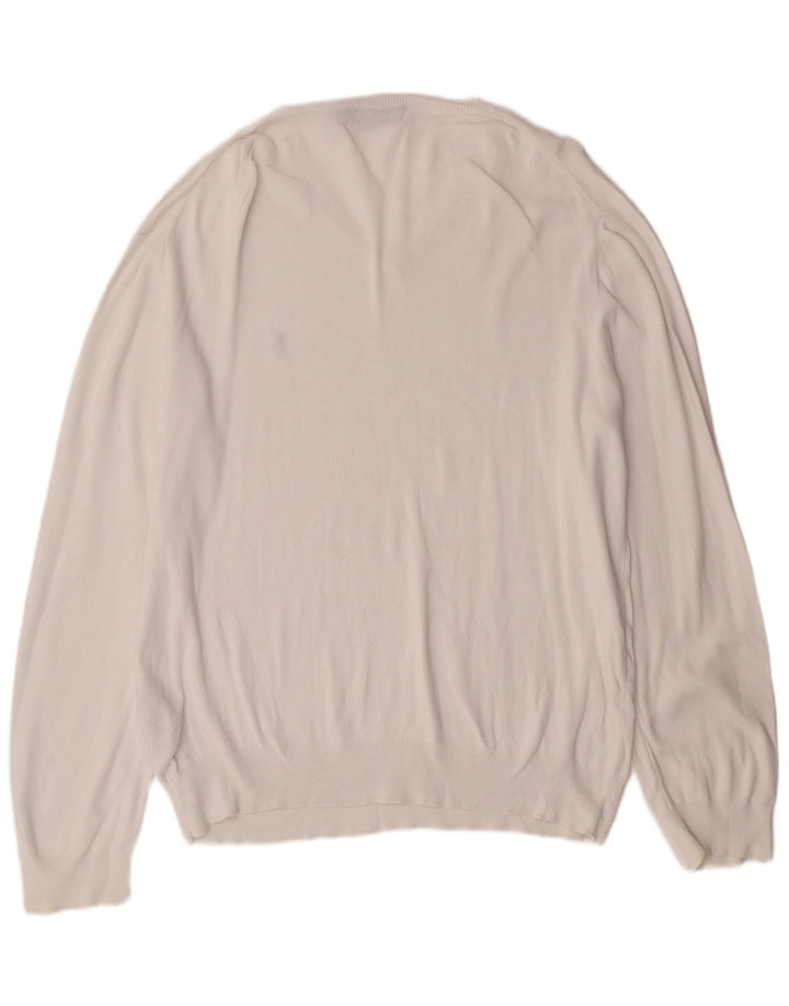 Ανδρικό πουλόβερ POLO RALPH LAUREN με V λαιμόκοψη XL Λευκό βαμβακερό