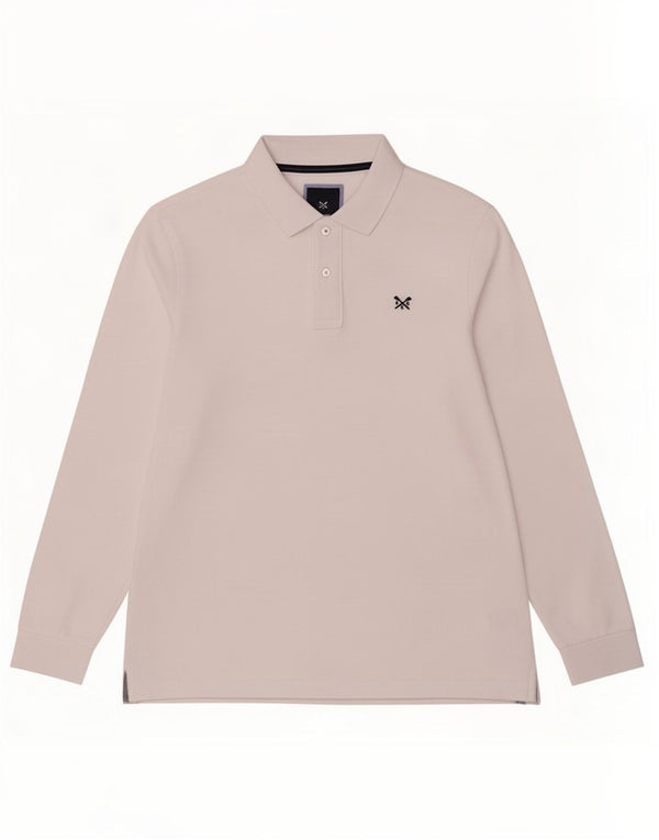 Crew Clothing Ανδρικό μακρυμάνικο πουκάμισο polo μεγάλο λευκό βαμβακερό